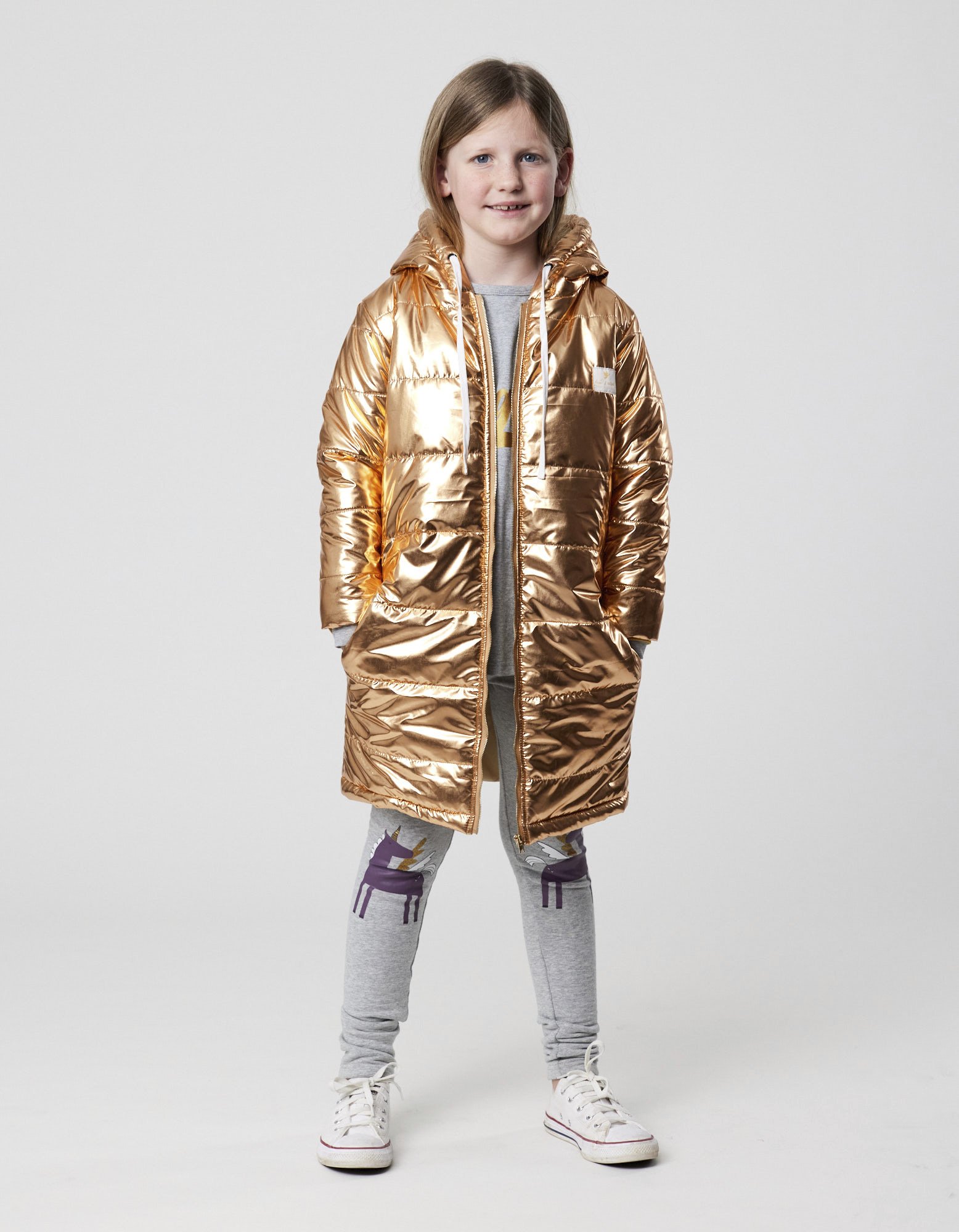 Radicool Kids Shimmer Longline Puffer Jacket Shimmer Gold