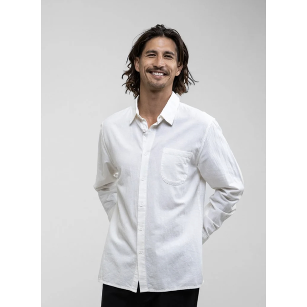 Rhythm - Classic Linen LS Shirt - Vintageb White