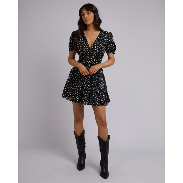 All About Eve - Lily Floral Mini Dress - Black Floral 