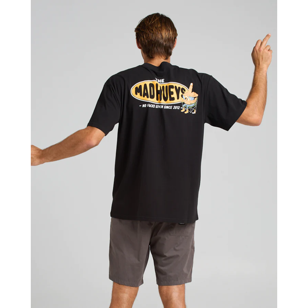 Mad Hueys - Bogan Middle Finger Oversized Tee - Black