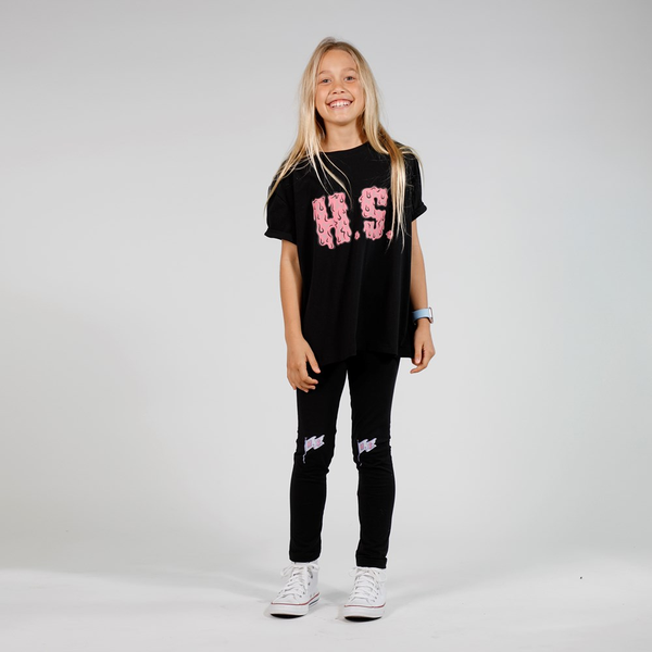 Hello Stranger - Girls Leggings - Black Flag 