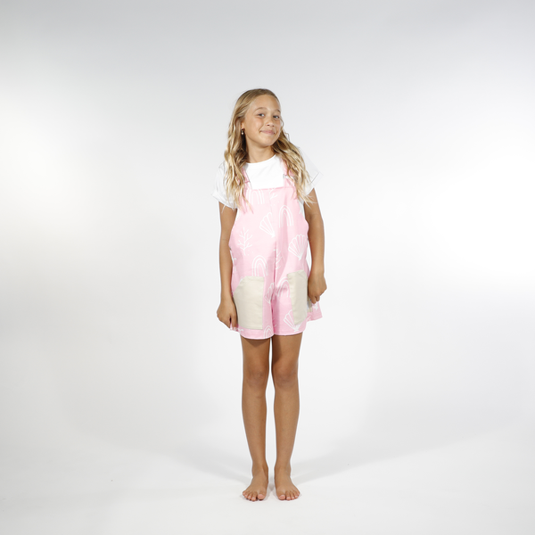 Hello Stranger - Girls Overalls - Pink Oat