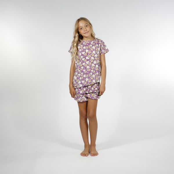 Hello Stranger - Girls Summer PJ's - Purple Floral