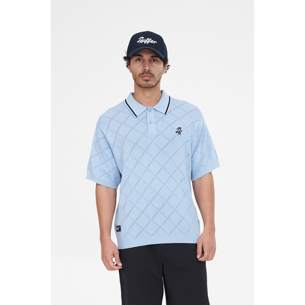 Huffer - True Knit Polo - Ice Blue