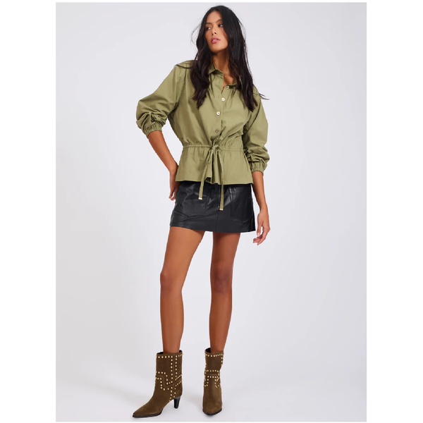 One Teaspoon - Tie Waist Cotton Shirt - Khaki