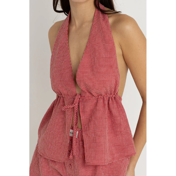 Rhythm - Check Halter Top - Red