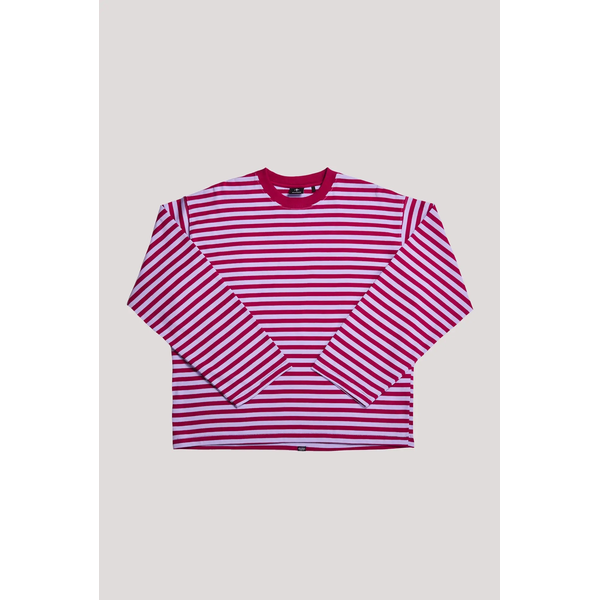Thrills - Muse Long Sleeve Oversized Tee - Maroon Stripe