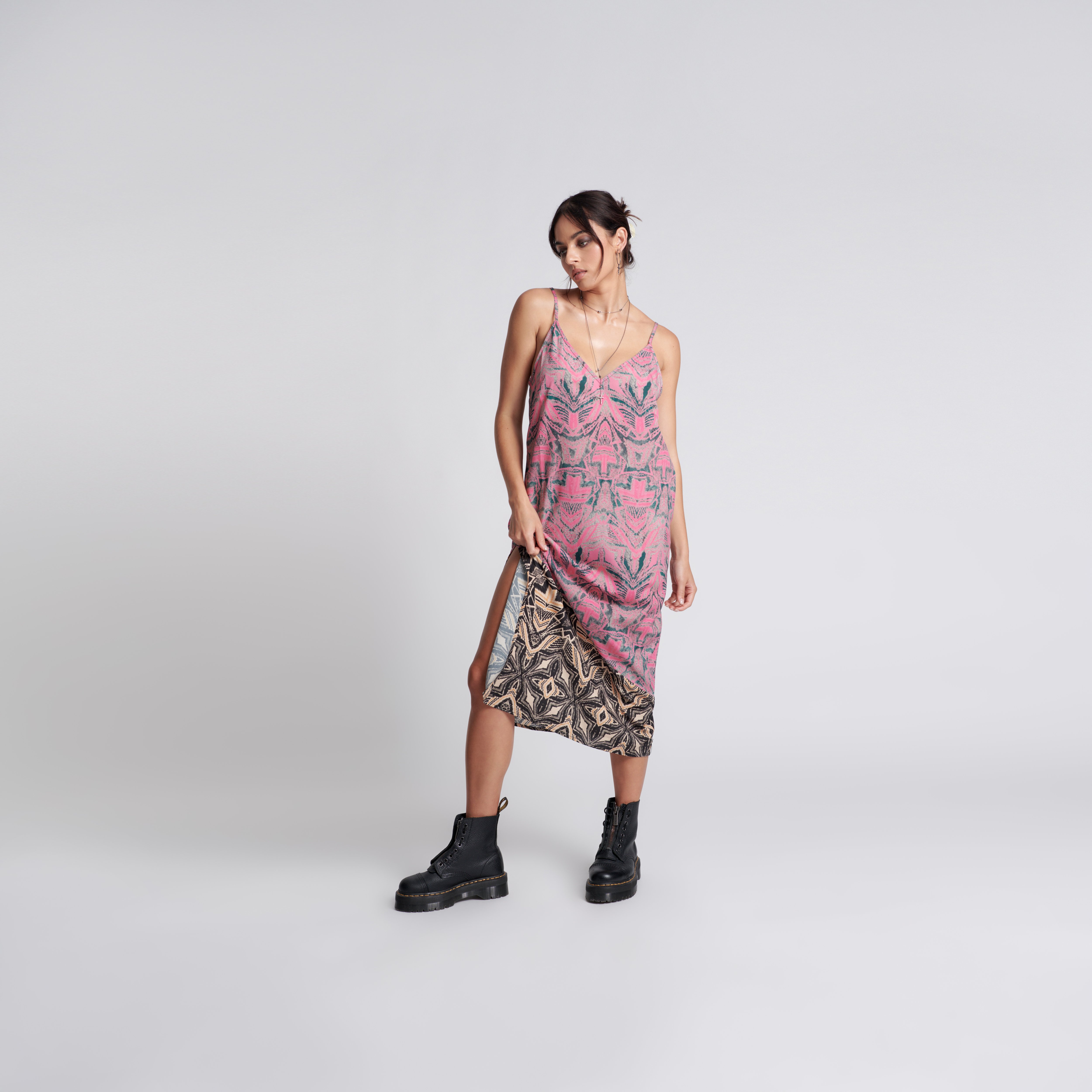 One Teaspoon Kaleidoscope Long Slip Dress Multi Womens