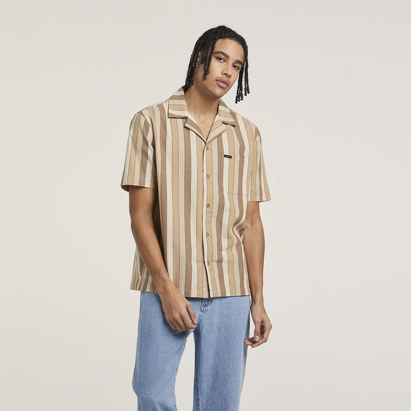Wrangler - Resort Shirt - Brown Stripe - Mens-Tops : We stock the very ...