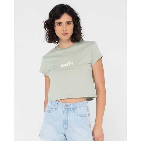 Cropped T-Shirt in Jade